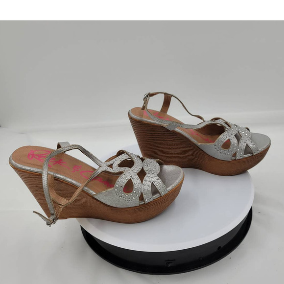 Rock & Candy Studded 4" Cork Wedge Sandal 7.5 - Picture 3 of 8